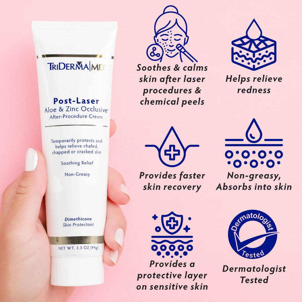 Ingredientes aloe y zinc en TriDerma Post Laser Aloe & Zinc para humectación.