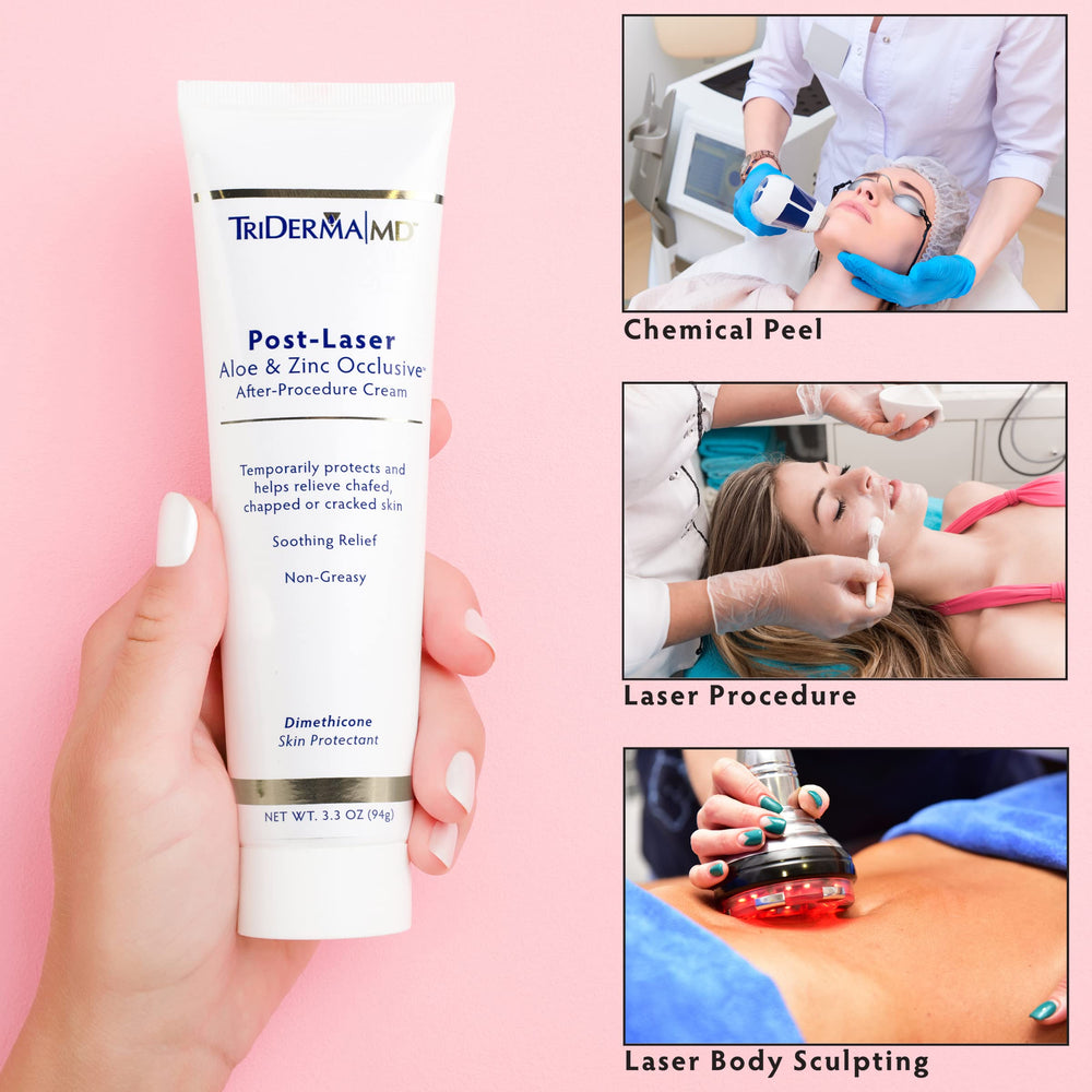 Textura cremosa del TriDerma Post Laser Aloe & Zinc para piel sensible.