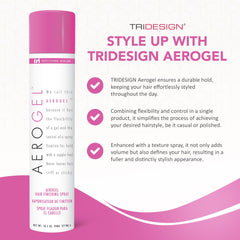 TRIDESIGN Aerogel, aplicación en cabello para control y volumen diario.