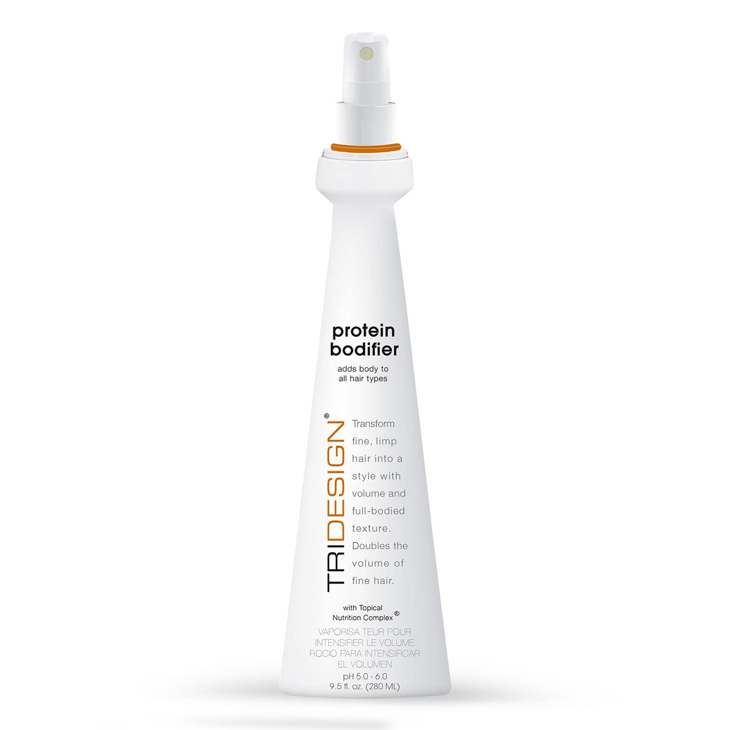 TRIDESIGN Protein Bodifier, botella de 9.5 oz ofrece volumen duradero para el cabello.