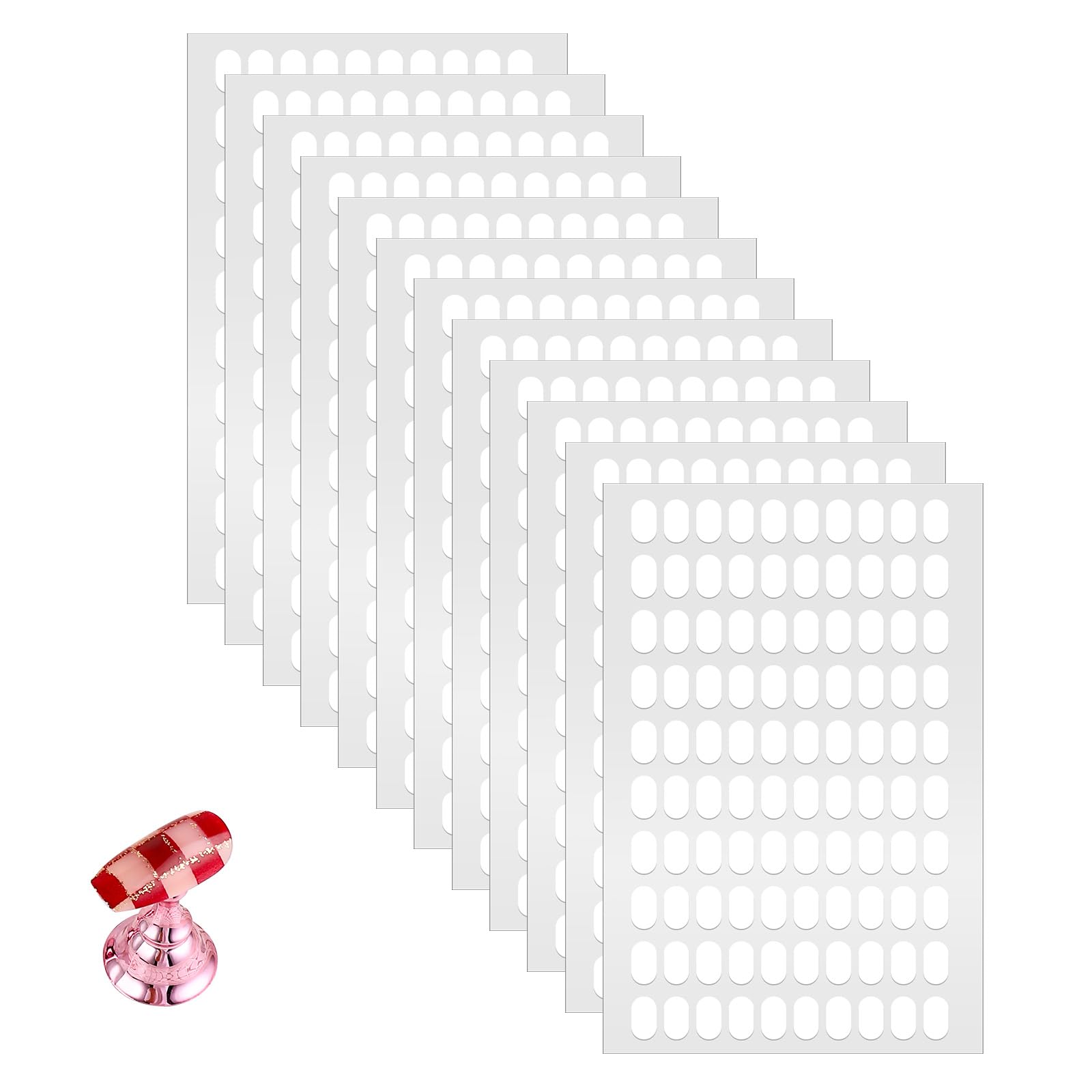 La cinta Trinkrittey para uñas ofrece adherencia doble para exhibición de uñas.