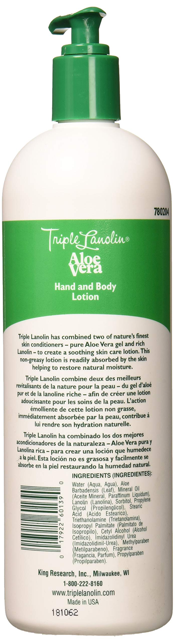 Triple Lanolin loción aloe vera con textura cremosa para piel suave