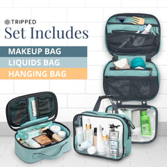 TRIPPED bolsa de aseo transparente desmontable para líquidos