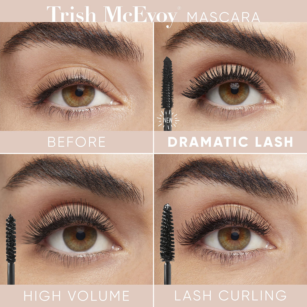 Texture noire riche du mascara Trish McEvoy pour un fini lisse.