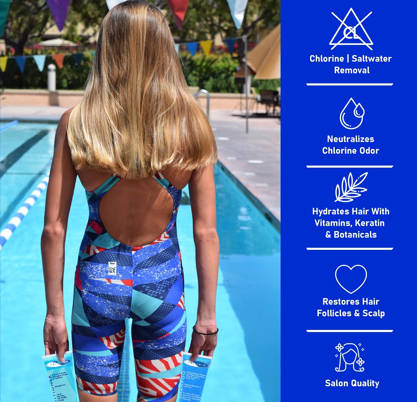 TRISWIM Champú Eliminación de bromina: cabello saludable tras exposición al agua.