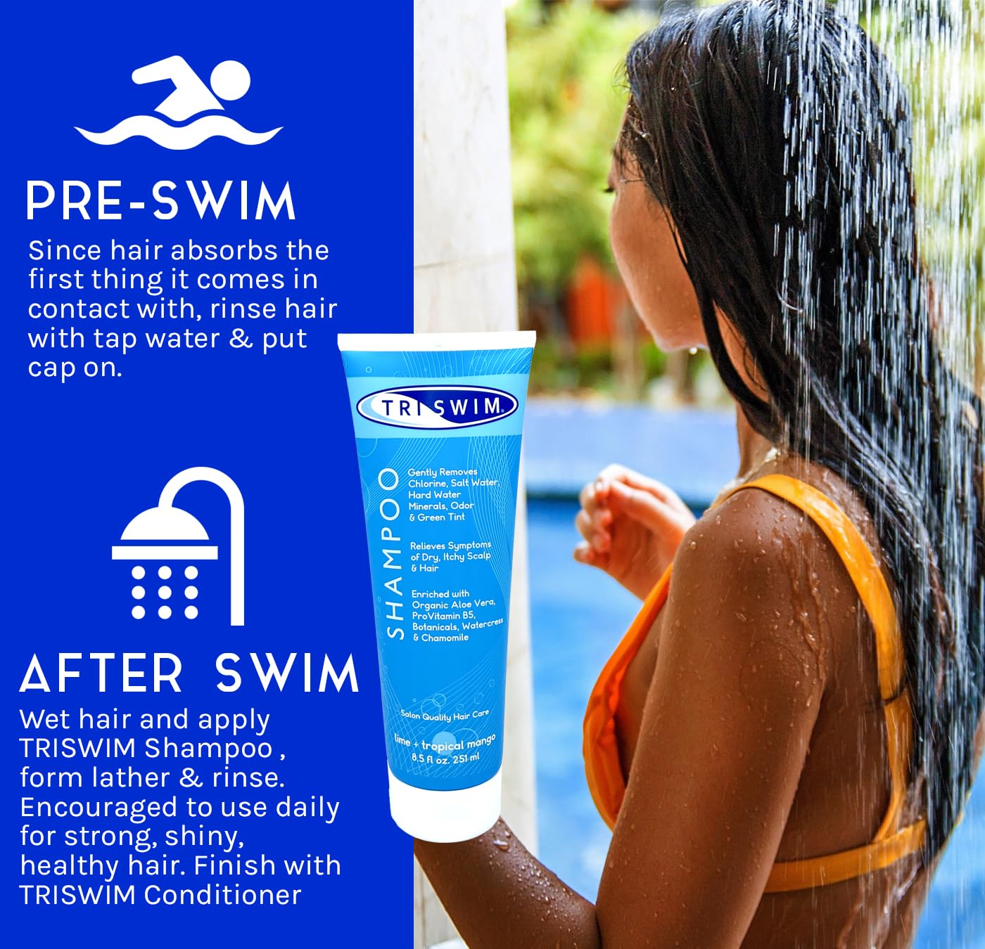 TRISWIM Champú Eliminación de sales y minerales del agua dura: cabello revitalizado.