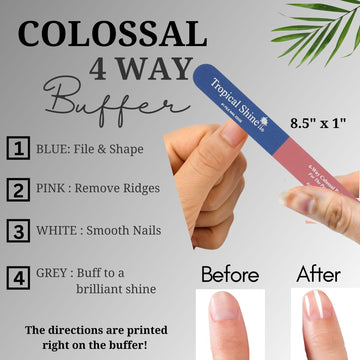 Tropical Shine Colosal, cara 1 grueso; lima las uñas para borde definido