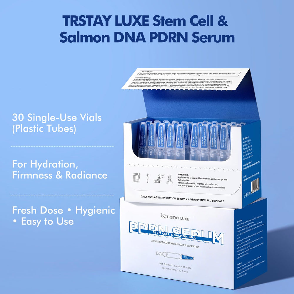 TRSTAY LUXE ingredientes clave con ADN de salmón y péptidos.