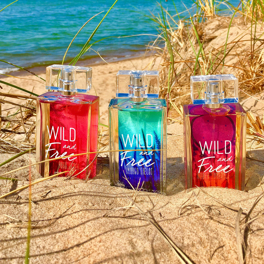 Tru Fragrance Beauty Amber Sundance empaque: diseño rústico que evoca estilo campestre.