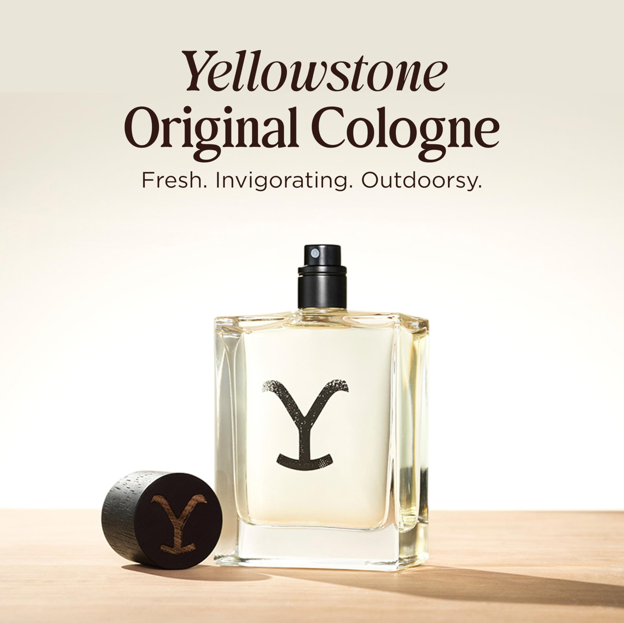 Tru Fragrance Beauty Yellowstone Original, etiqueta, diseño elegante para caballero moderno.