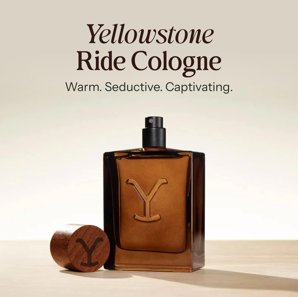 Frasco lateral muestra etiqueta distintiva de Yellowstone Ride.