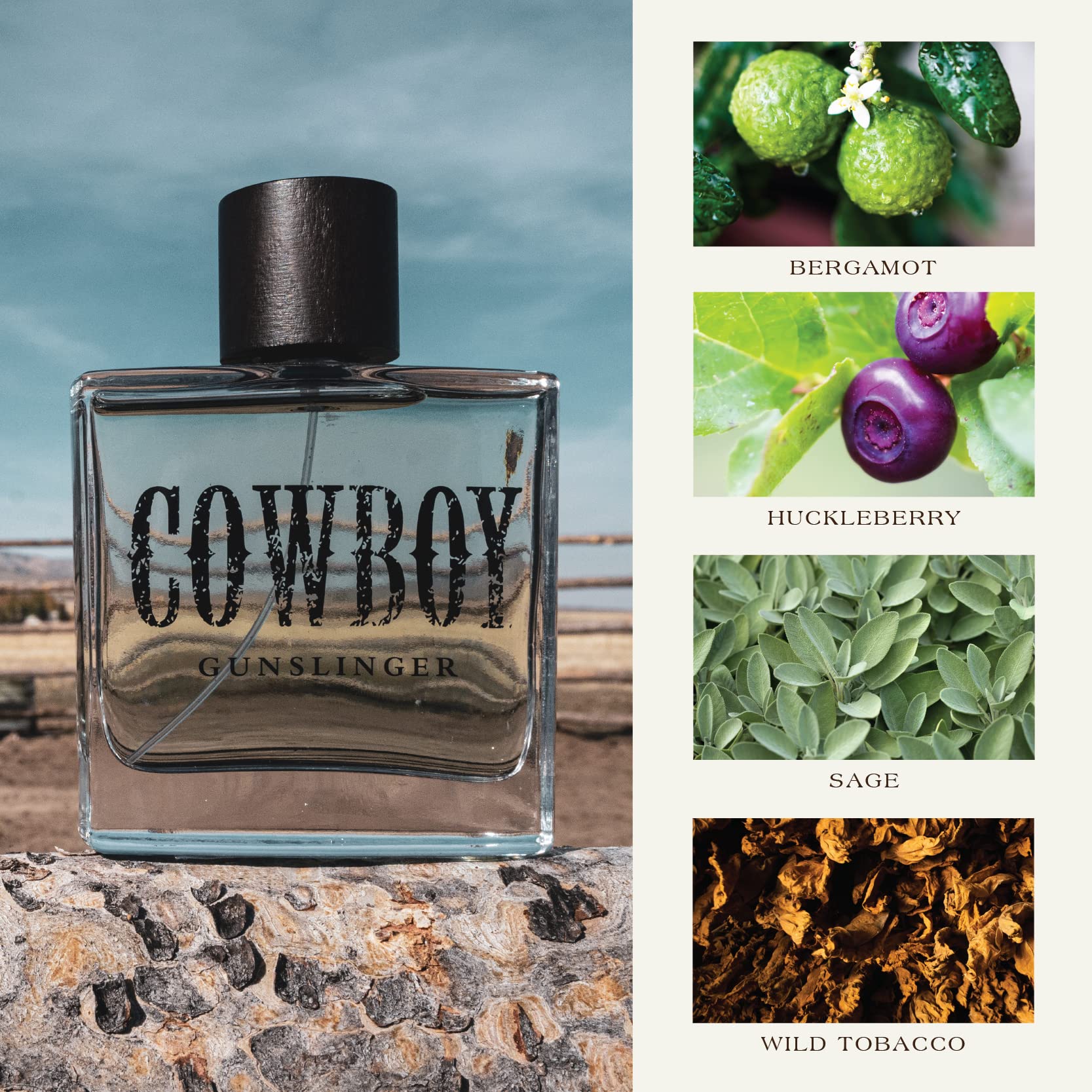 Tru Western Cowboy Gunslinger bottle on display—long-lasting presence for day to night.