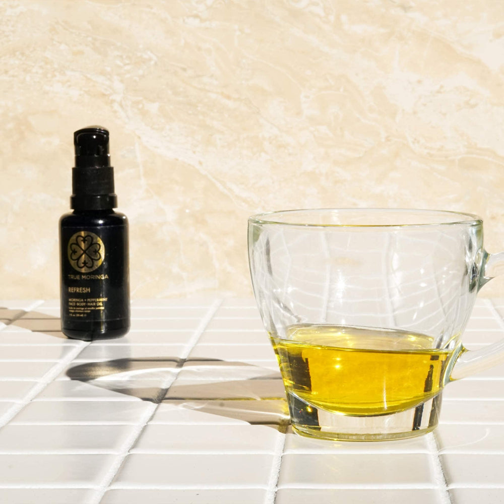 True Moringa Oil unscented bottle ideal for sensitive skin.