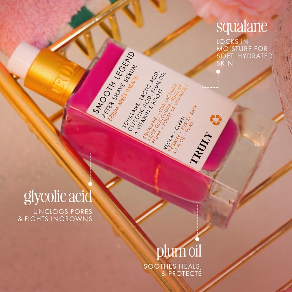 Aplicación de Truly Smooth Legend con Aloe y Péptidos para confort inmediato.