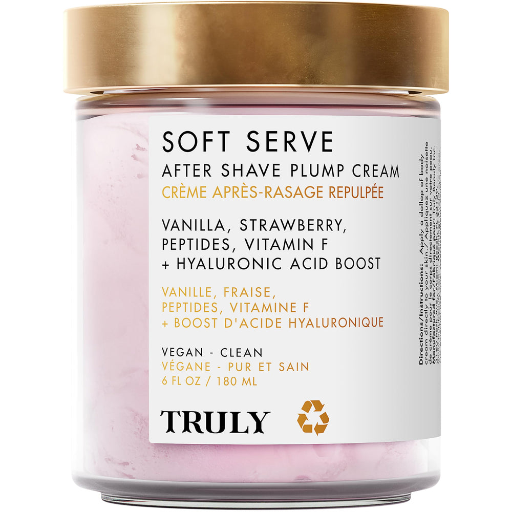 Truly Soft Serve après rasage crème hydratante pour peau douce et lisse.
