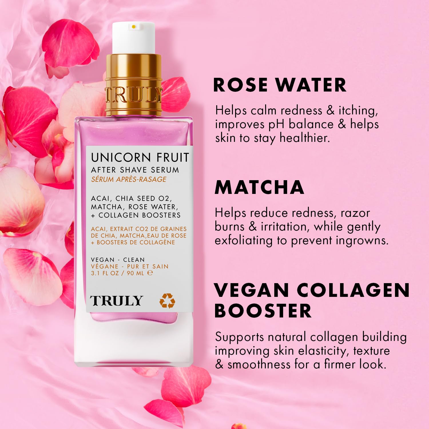 Truly Unicorn Fruit Serum, agua de rosas para calmar y reparar la barrera.