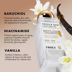 Truly Vanilla Baby: aplicación suave con hidratación para piel nutrida.