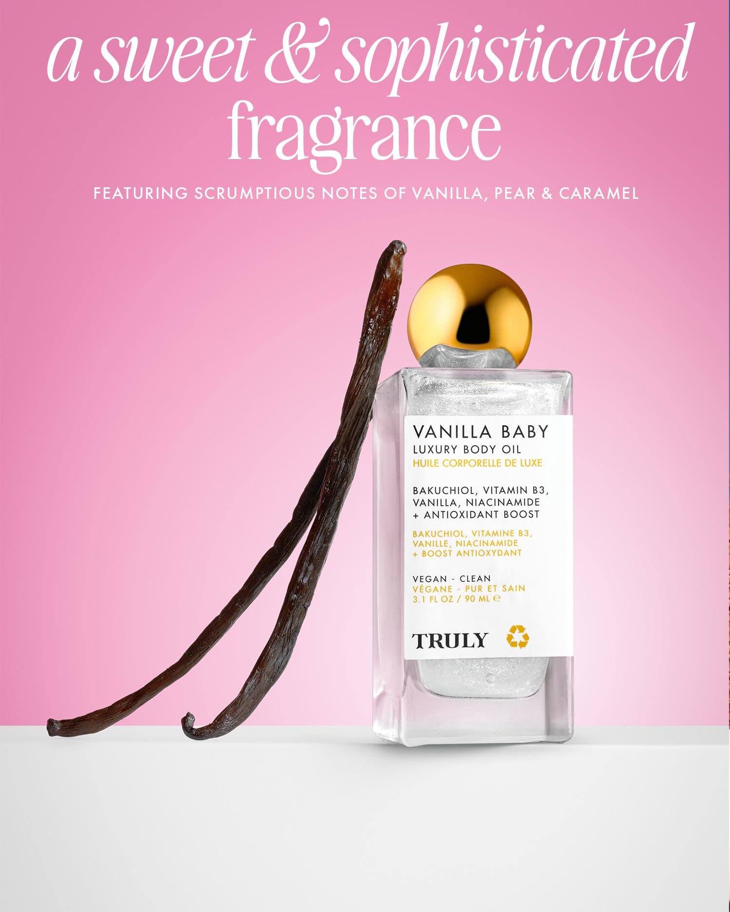 Truly Vanilla Baby: aroma de vainilla, pera y caramelo para una experiencia sensorial.