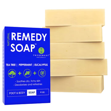Jabón Remedy de Truremedy Naturals, barra arbol de te, limpieza profunda.