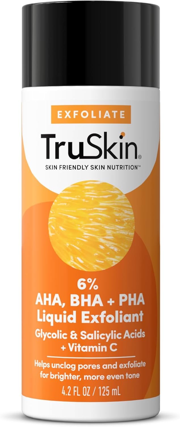 TruSkin – botella del exfoliante suave para rostro, muestra la presentación del producto