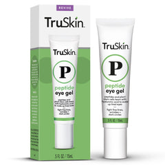 TruSkin gel para ojos con péptidos, envase frontal para uso diario