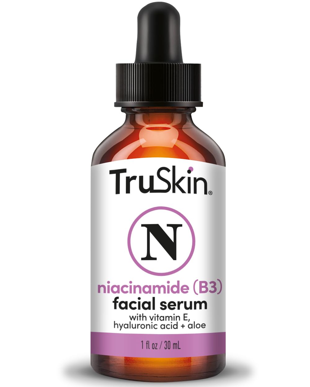 TruSkin Niacinamide Serum bottle promotes balanced sebum and hydration.