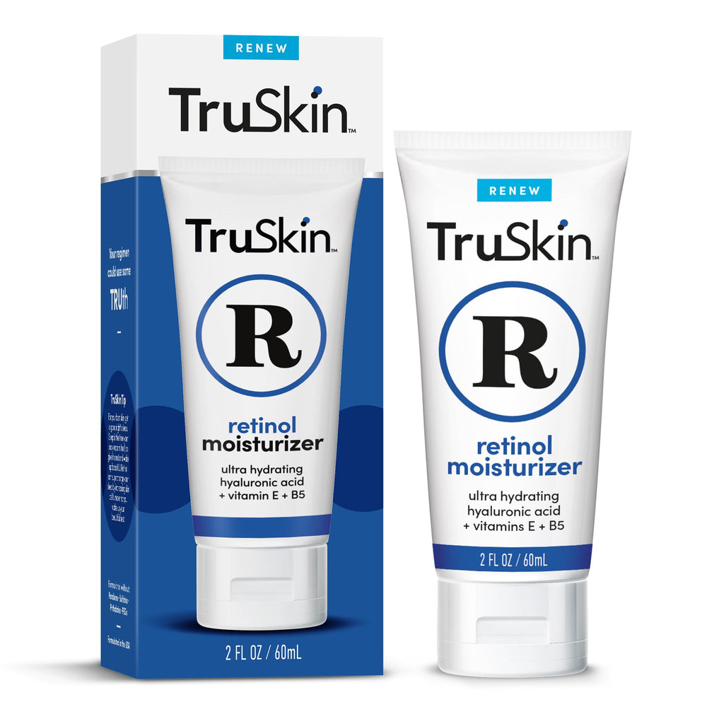 TruSkin Retinol frasco de crema facial en primer plano para cuidado diario