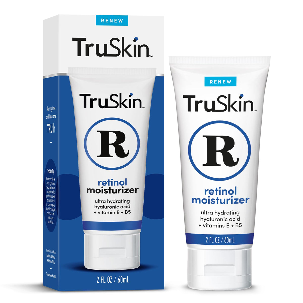 TruSkin Retinol frasco de crema facial en primer plano para cuidado diario