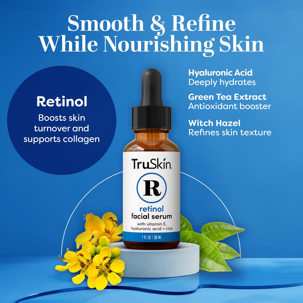 TruSkin Retinol Serum dropper pour for hydration and renewal