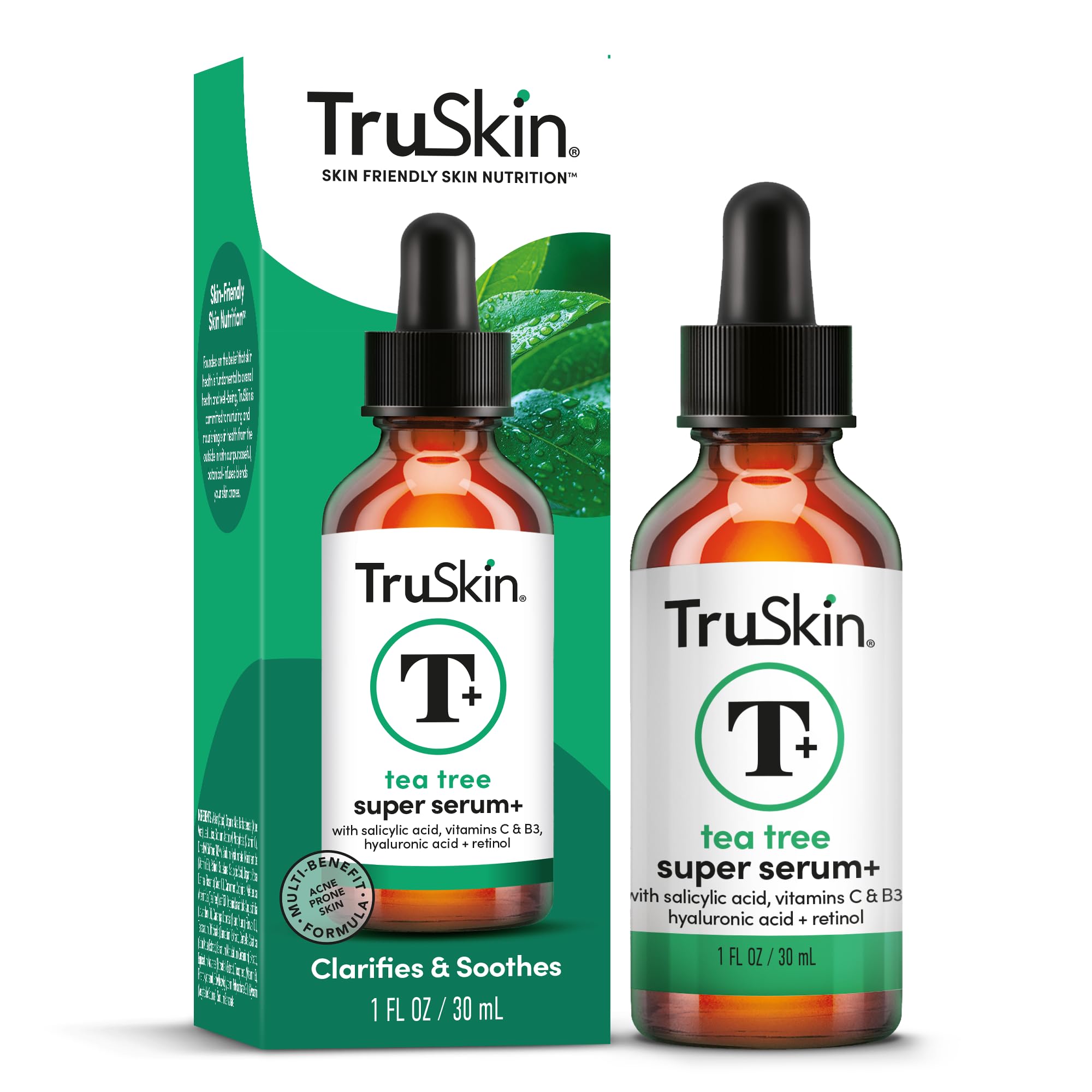 TruSkin serum arbol de te, bote vertido, posible clarificar imperfecciones