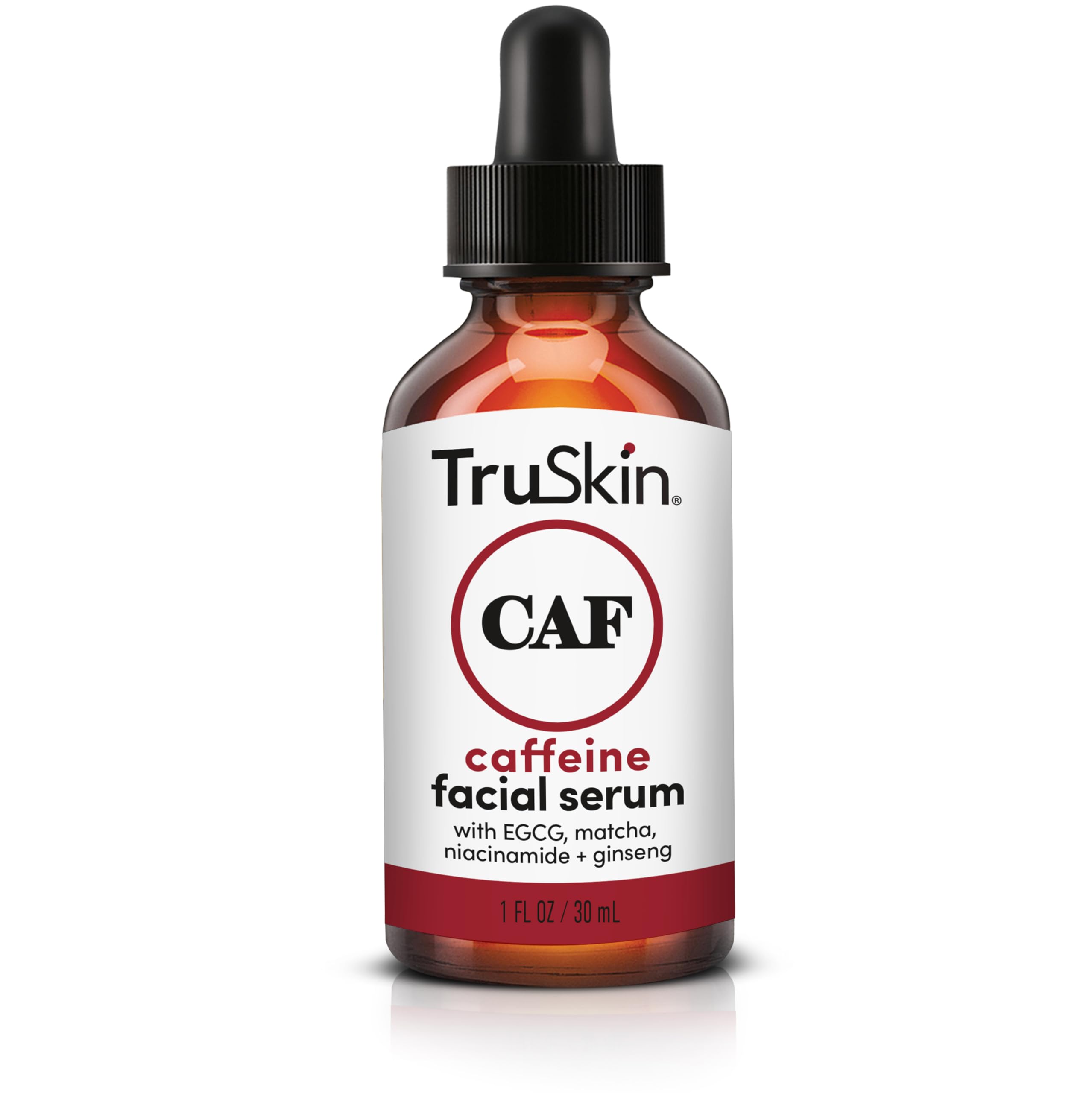 TruSkin serum cafeína para rostro y ojos, mejora apariencia de ojeras y hinchazón.