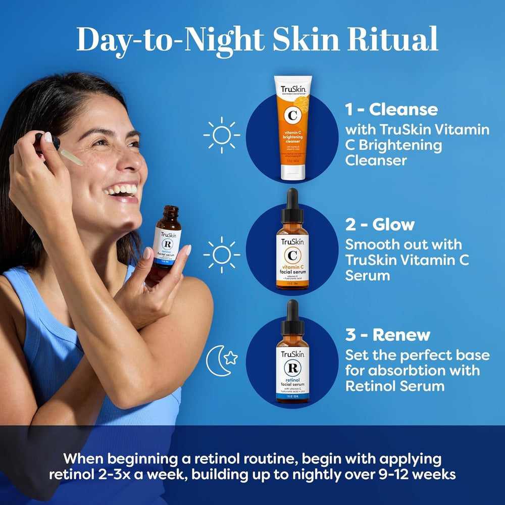 Aplicación nocturna con TruSkin Retinol para suavizar la piel