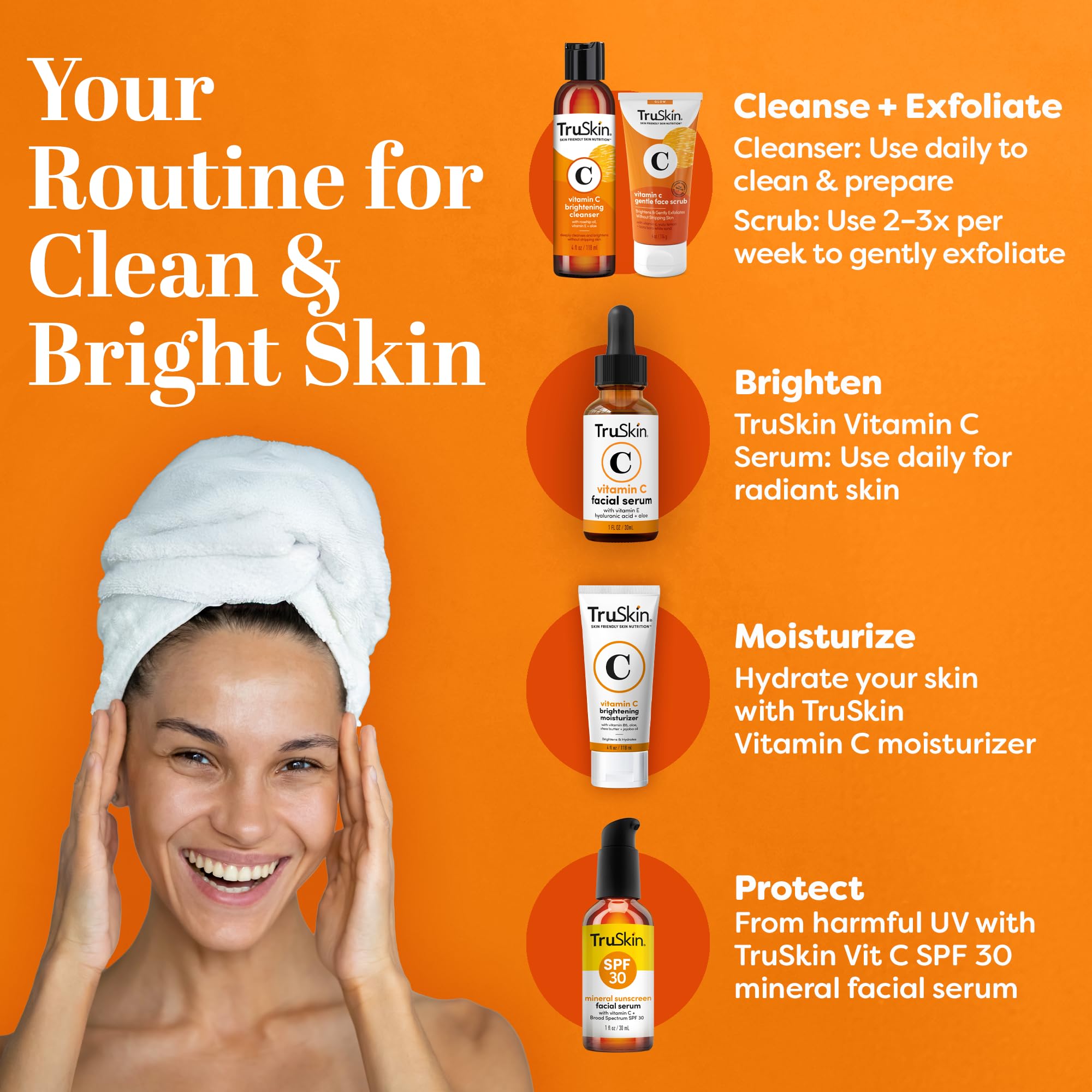 TruSkin Vitamin C Face Wash USA-made label close-up.