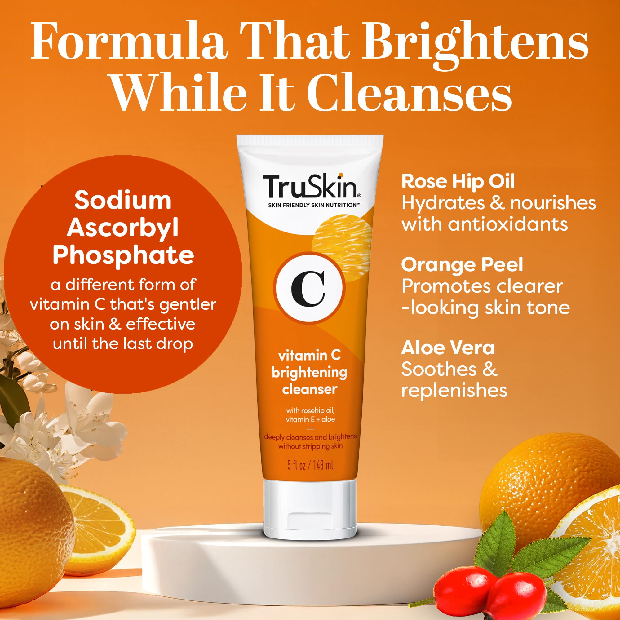 TruSkin Vitamina C limpiador textura cremosa para piel suave