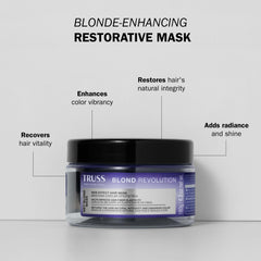TRUSS Blond Revolution textura cremosa, mejora hidratación y sedosidad del rubio.