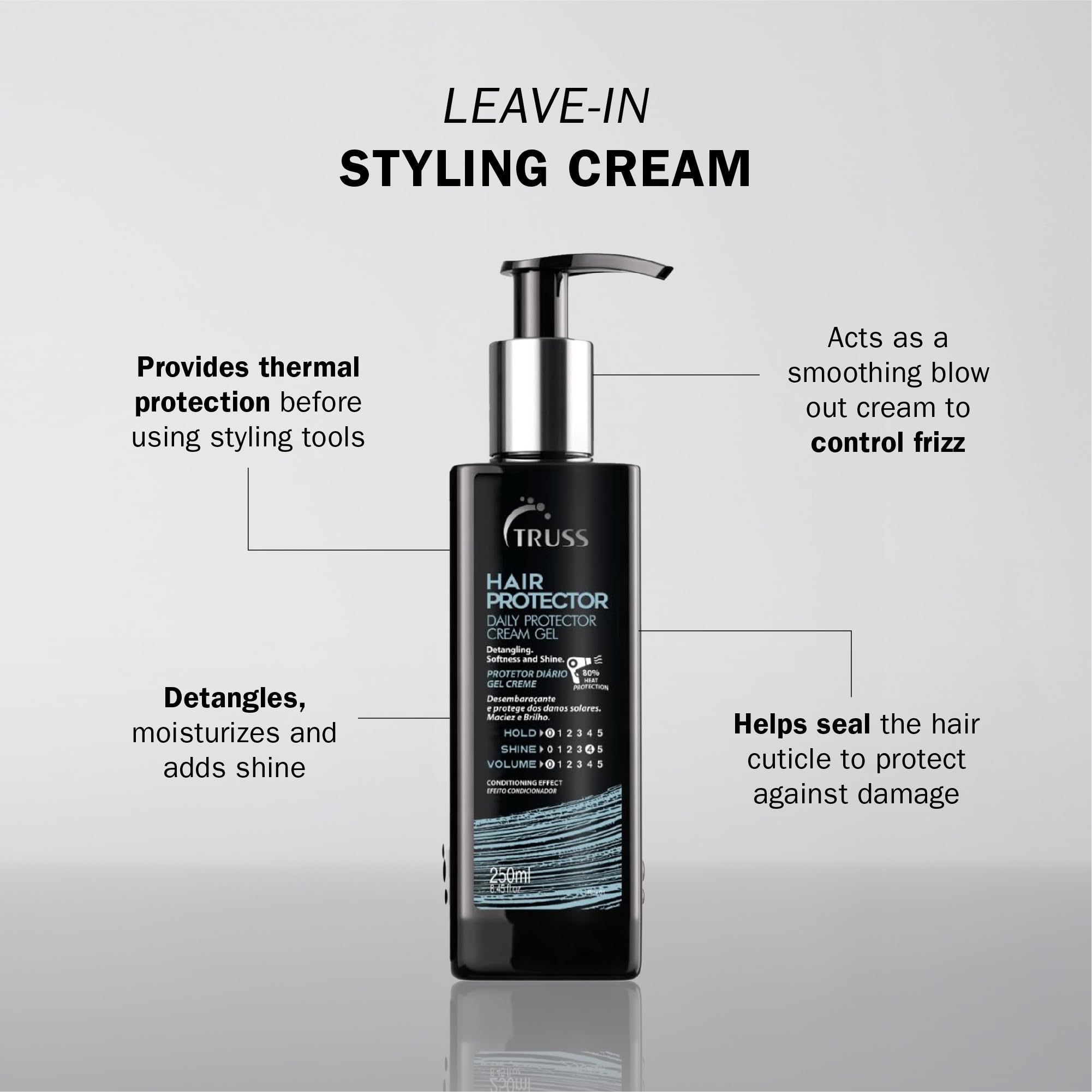 TRUSS Hair Protector: rociado suave para peinado con calor y brillo.