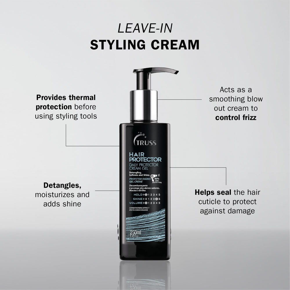 TRUSS Hair Protector: rociado suave para peinado con calor y brillo.