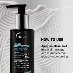 TRUSS Hair Protector: acabado brillante tras uso con calor.