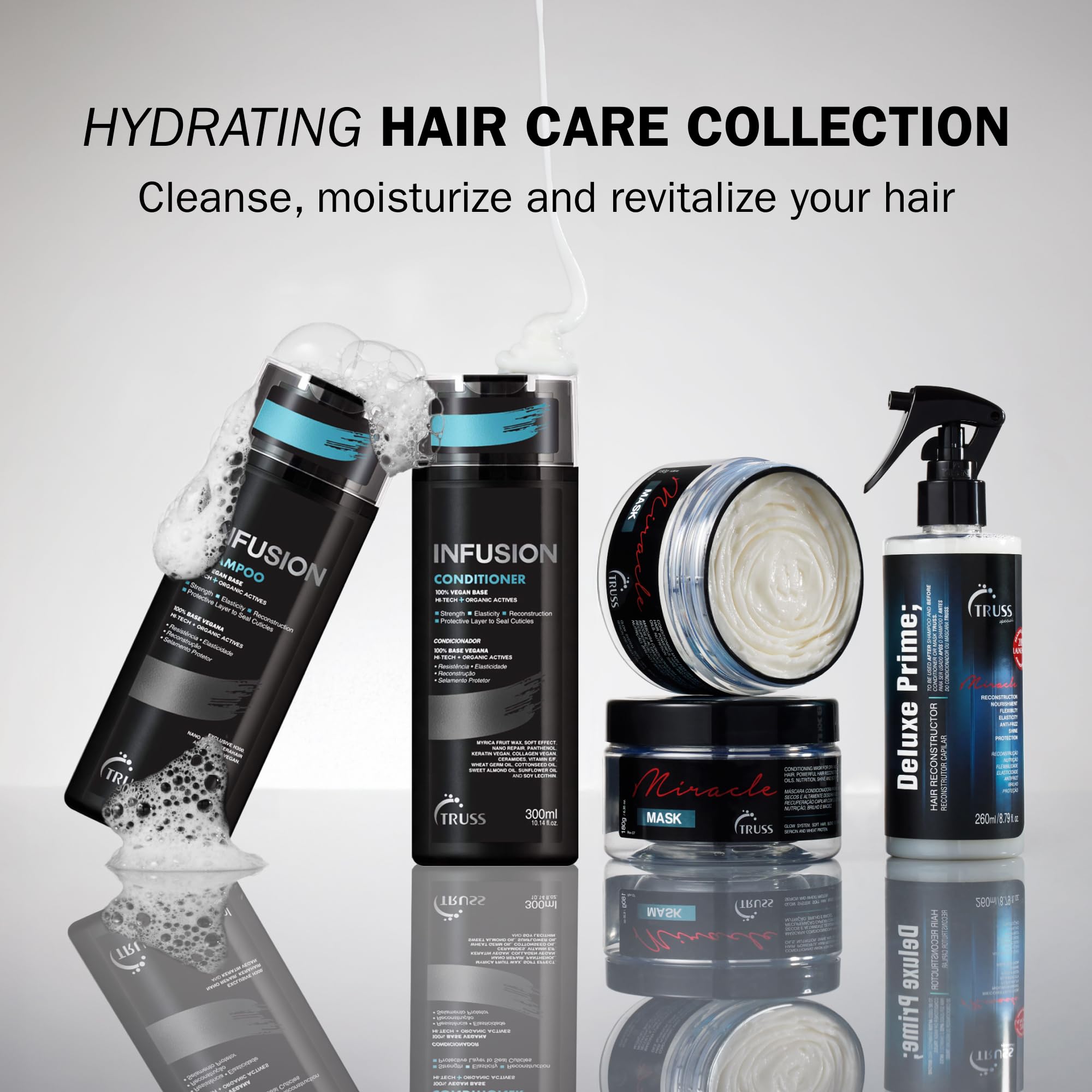 Champú Infusión TRUSS, reparación de cabello dañado y protección del color durante el lavado.