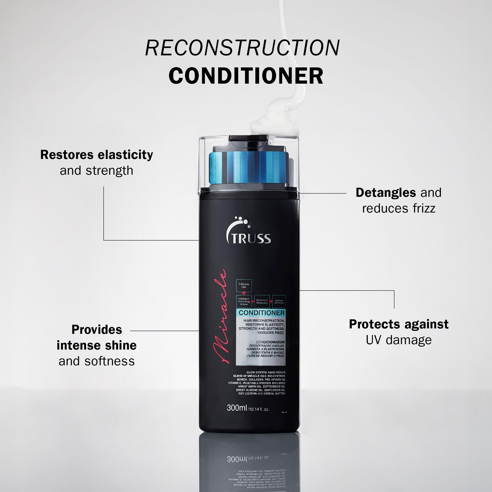 TRUSS Miracle, aplicación en cabello, facilita desenredar y suavizar.