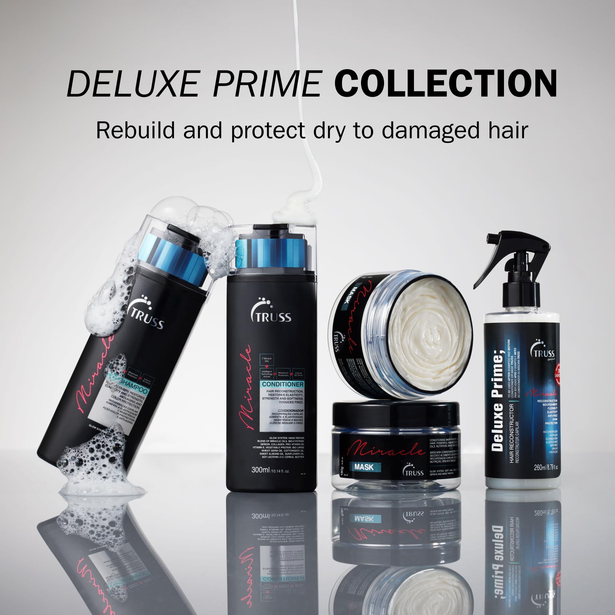 TRUSS Miracle hidratación profunda deja el cabello nutrido y sedoso.