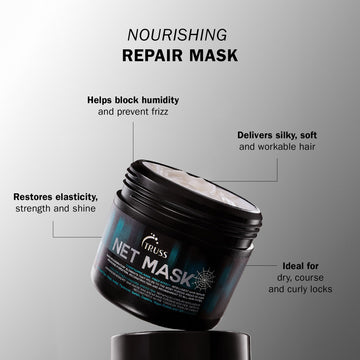 TRUSS mascarilla reparadora con keratina y pantenol para cabello seco.