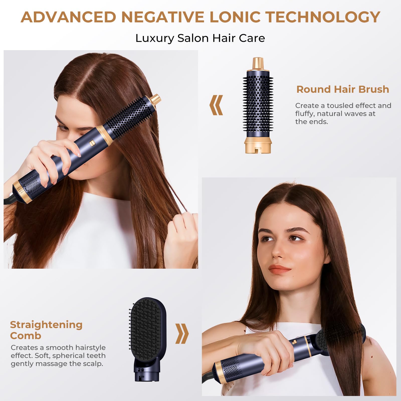 Tecnología de flujo de aire Trylater para peinados sin frizz y mayor suavidad.