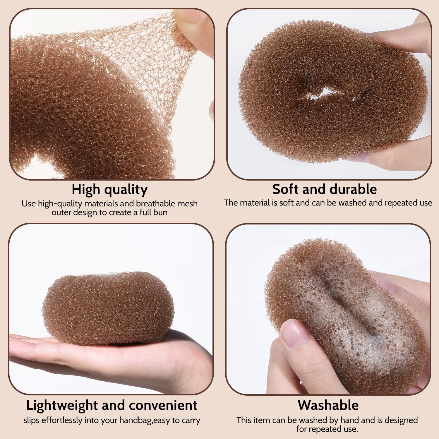 TsMADDTs moño dona tamaño mediano, adaptable para cabellos de grosor medio.