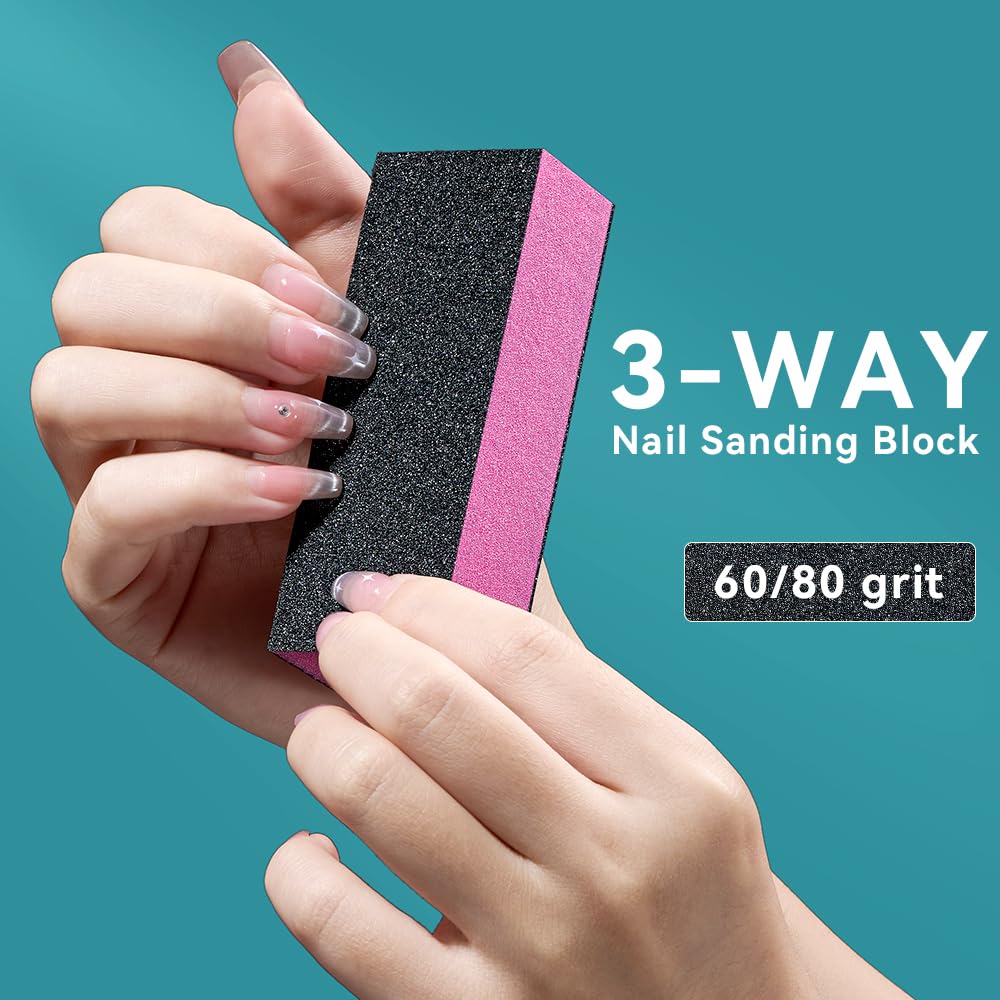 TsMADDTs conjunto de uñas: buffers rosados 4 vías para brillo uniforme.