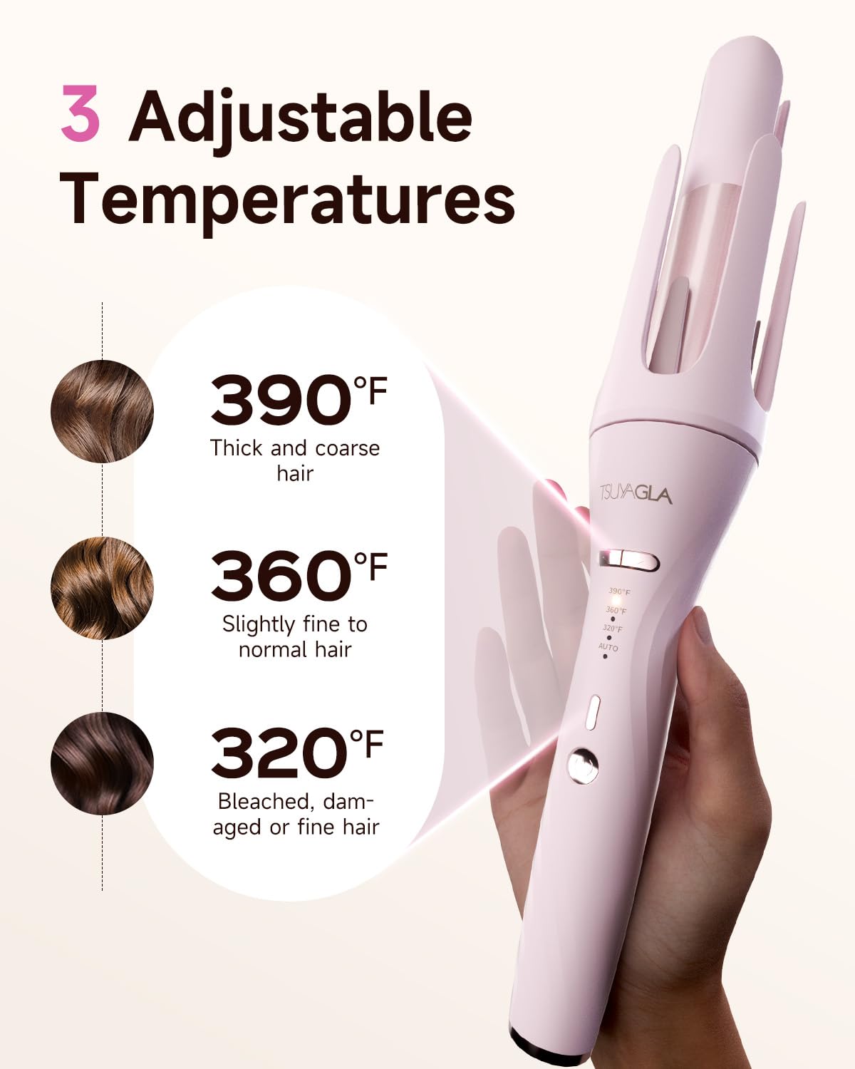 TSUYAGLA crimpador de cabello para texturas marcadas con calor controlado.