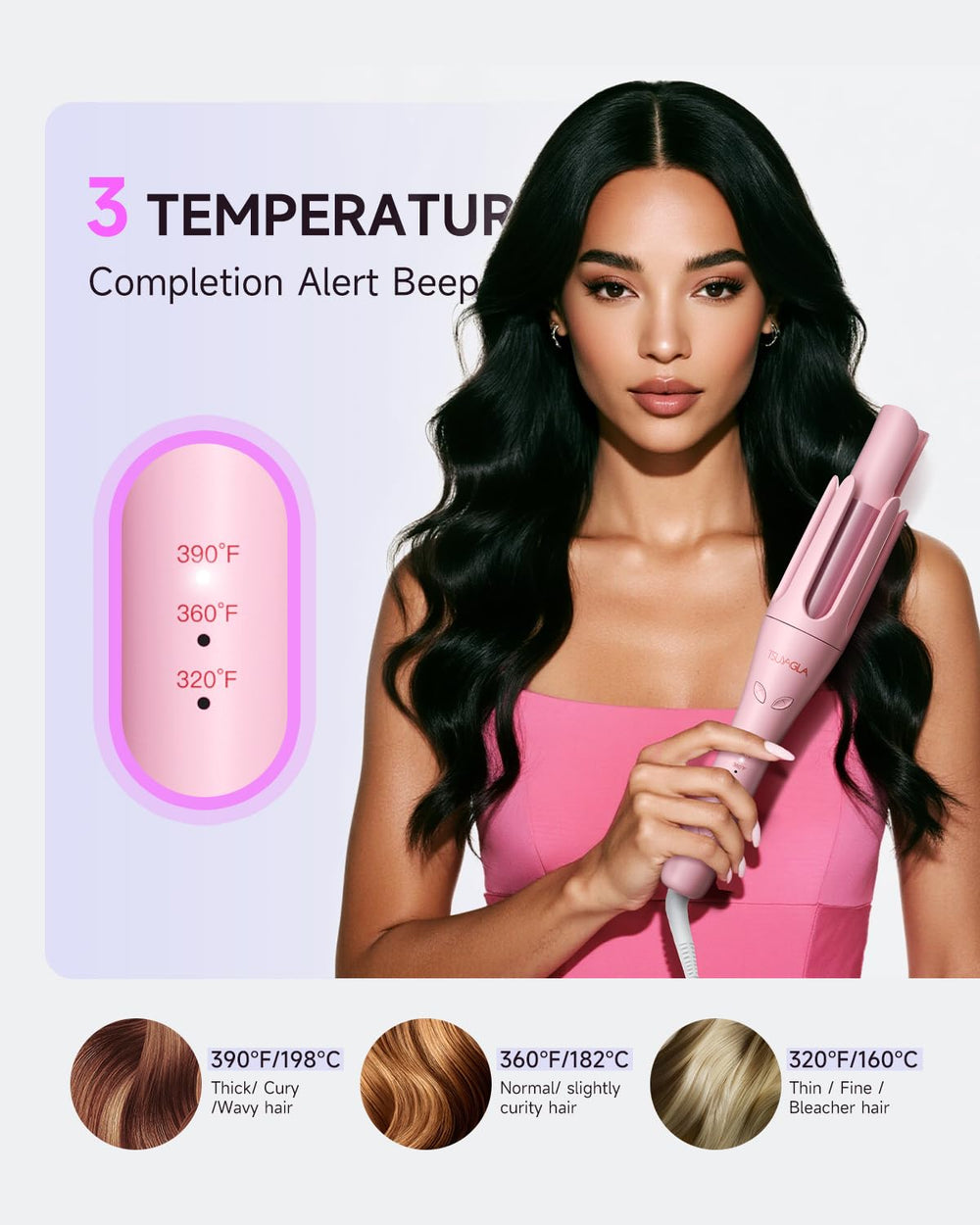 Ideal para cabello medio a largo, con longitudes de 30–66 cm para rizos consistentes.