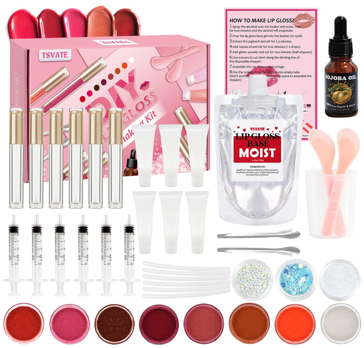 TSVATE base claro para brillo labial, hidrata labios en casa.