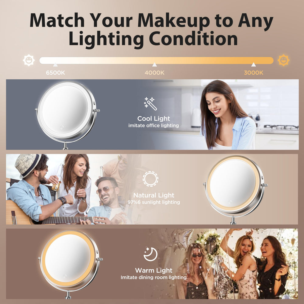 Tubbede Espejo maquillaje 1X-30X ampliación para detalles finos.