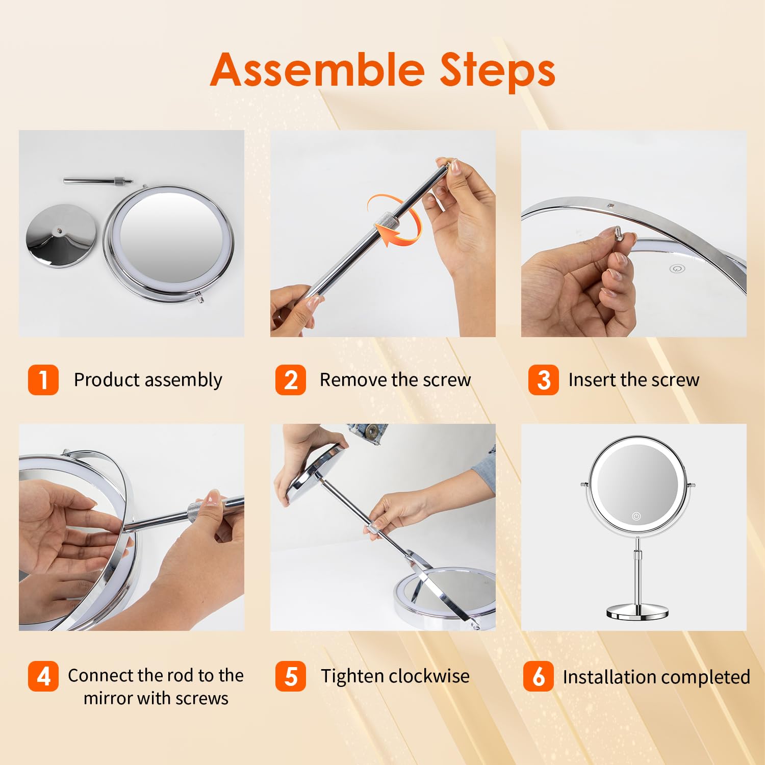 Tubbede Espejo control táctil brillo ajustable para iluminación suave.